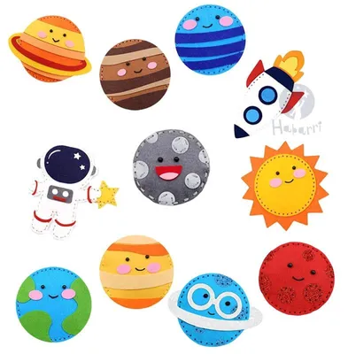 Produktbild von Filz Nähset Kinder Weltraum - 11 Teile - DIY Rakete & Planeten Nähset ab 5 Jahren