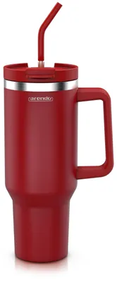 Produktbild von Arendo – Trinkflasche to Go - Thermobecher Doppelwandig - 1200 ml – Vakuumgehäuse Edelstahl - Kaffeebecher Auslaufsicher - luftdichter Verschluss - mit Strohhalm - Für Heiß- und Kaltgetränke