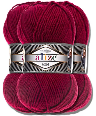 Productafbeelding van Alize 3x 100g Superlana Midi garen, effen kleur, geschikt voor haken en breien (390)