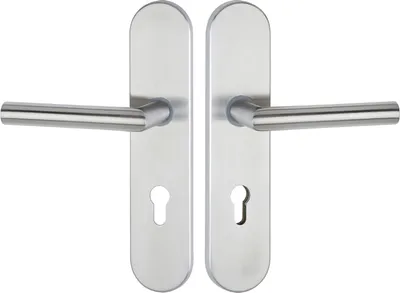 Produktbild von Hermat Langschild-Garnitur 1802 BASIC 02 (Ausführung: Klinke-Klinke, Entfernung: 92 mm) Ausführung: Klinke-Klinke Entfernung: 92 mm