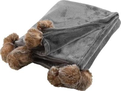 Obrázek produktu pro Měkká kožešinová deka SNOWY s bambulemi, 125 x 150 cm