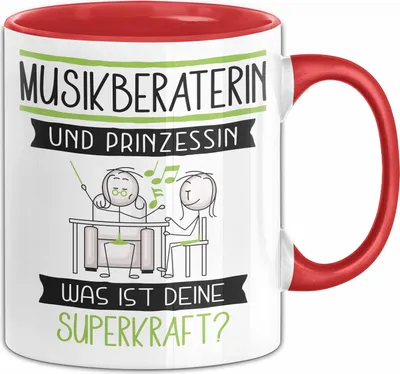 Produktbild von Musikberaterin Und Prinzessin Tasse Geschenk Für Eine Musikberaterin Geburtstag Was Ist Deine Superkraft (Rot)