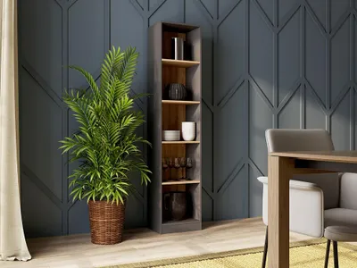 Immagine prodotto di BDW, libreria 5 scomparti, 50x30x182 cm, ripiano in piedi, rovere Artisan / antracite