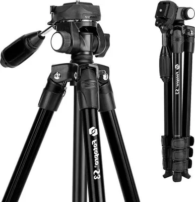 Immagine prodotto di Treppiede da viaggio girevole da 60 pollici con testa inclinabile a 2 vie e sistema di sgancio rapido - per fotocamere SLR e DSLR - leggero - portata massima 3 kg