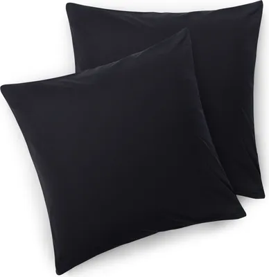 Produktbild von Blumtal Kissenbezug 80x80 cm (2er Set Kissenbezüge) - Schwarz - 100% Baumwoll-Jersey mit Reißverschluss