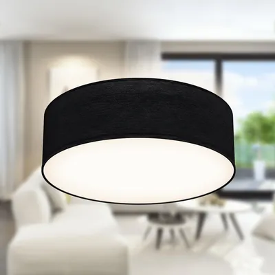 Zdjęcie produktu dla Lampa sufitowa tkanina czarny tekstylny klosz lampa sufitowa salon sypialnia E27