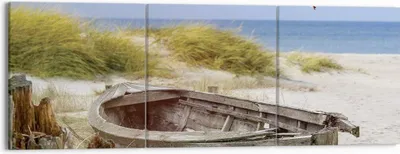 Produktbild von Bild auf Leinwand - Leinwandbild - 3 Teile - Strand Möwen £ódŸ - 150x50cm - Wand Bild - Wanddeko - Wandbilder - Leinwanddruck - Bilder - Wanddekoration - Leinwand bilder - Wandbild - CA150x50-4170