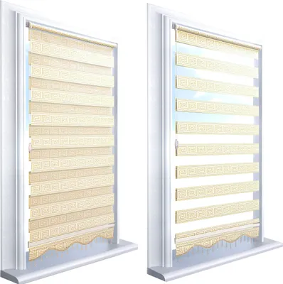 Produktbild von Doppelrollo Raffrollo Klemmfix ohne Bohren Rollos Gold Kariert Zebrarollo Perlen 70 cm 200 cm