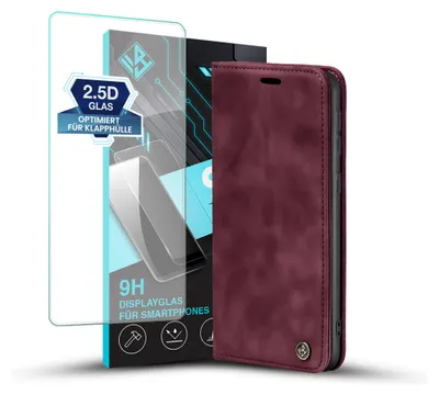 A phone case and screen protector are displayed against a white background.