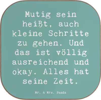 Produktbild von Mr. & Mrs. Panda Untersetzer Glas Spruch Selbstvertrauen stärken - Meeresbrise - Geschenk, Zuversicht, für Gläser, Tischschoner, Geduld, Tassenuntersetzer, innere Stärke
