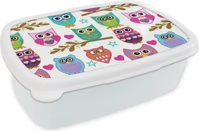 Produktbild von KitchenYeah® Lunchbox Brotzeit Brotdose 17x11 cm Design - Eulen - Tiere Kinder Brotzeitdose - Lunch Box - Kinder - Sandwich-Box - Schulbox - Lunch Boxen