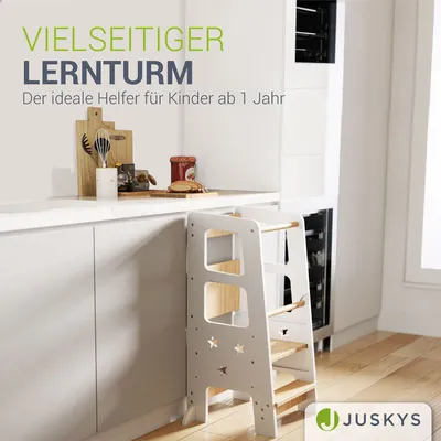 Produktbild von Juskys Lernturm Henny - für Kinder ab 1 Jahr, Stehhilfe - Weiß