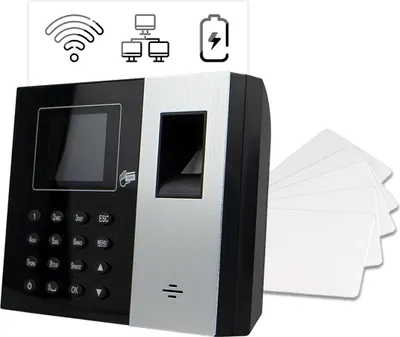 Immagine prodotto di Dispositivo di registrazione del tempo + LAN, batteria supplementare, IC Wiegand TimeLok-300NWEPBI + 15 schede HD-RWC01