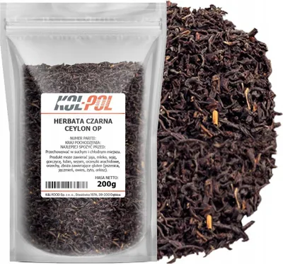 Zdjęcie produktu dla HERBATA CZARNA CEYLON OP 200g Liściasta naturalna cejlońska jakość Kol-Pol