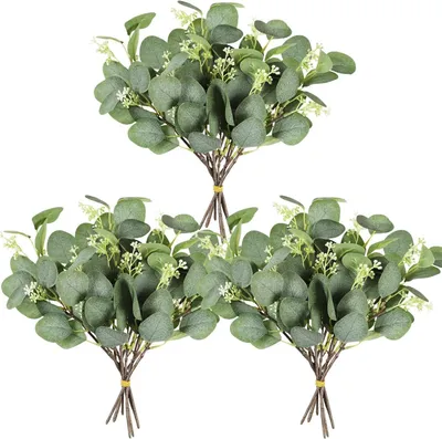 Produktbild von Homcomodar Künstliche Eukalyptus Pflanzen Bulk 12 Stück Indoor Outdoor Deko