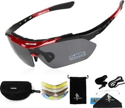 Zdjęcie produktu dla FREE SOLDIER Okulary sportowe Polaroid Okulary przeciwsłoneczne Męskie okulary rowerowe 5 w 1 Taktyczne wojskowe okulary MTB Okulary do biegania do jazdy na rowerze Wędkarstwo na świeżym powietrzu (czerwony)