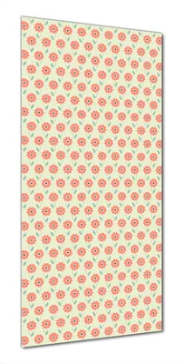 Produktbild von Wallario selbstklebende Duschrückwand 70 x 180 cm mit Motiv Muster mit roten Blumen und grünen Blättern - Wandverkleidung mit Hochglanzlaminat in Glasoptik