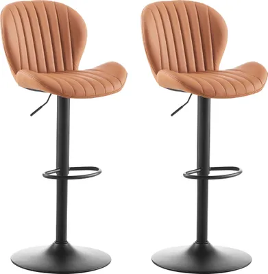 Image de Tabouret de bar CLIPOP, chaise de bar en similicuir,Chaise pivotante réglable en hauteur,Marron
