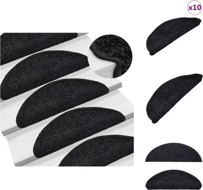 Produktbild von vidaXL Stufenmatten 10 Stk. 65x21x4 cm Schwarz - Stufenteppiche