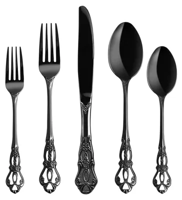 Royal Schwarz Besteck Set 20-teilig, spülmaschinenfest
