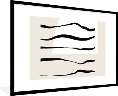 Produktbild von MuchoWow® Gerahmtes Poster Abstrakt - Linie - Pastell 90x60 cm - Poster mit Schwarzem Bilderrahmen Wandposter Rahmen Foto Bilder - Wanddekoration - Fotos