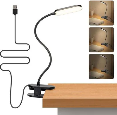Produktbild von Ibenzoa® LED-Leselampe verstellbar – 360° Schwanenhals, 4000 K, 3 Helligkeitsstufen, USB-aufladbar, Klemme & Standfunktion, ideal zum Lesen und Arbeiten