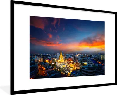 Produktbild von MuchoWow® Gerahmtes Poster Gold - Buddha - Thailand 90x60 cm - Poster mit Schwarzem Bilderrahmen Wandposter Rahmen Foto Bilder - Wanddekoration - Fotos