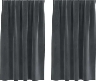 Produktbild von vidaXL Verdunkelungsvorhänge 2 pcs Hellgrau 140 x 140 cm Samt