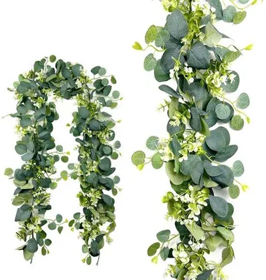Produktbild von Künstliche Blumenbüschel, Eukalyptus, Weiß, künstliche Bäume, Hängende Dekoration, Feierndekoration, Tischschmuck, Gartendekoration