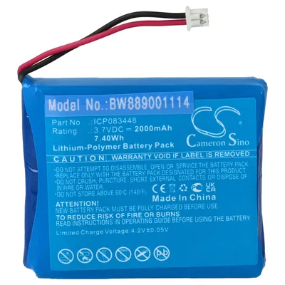 Produktbild von vhbw Akku Ersatz für Albrecht ICP083448, JHHY903448A für Funkgerät, Walkie Talkie (2000 mAh, 3,7 V, Li-Polymer)