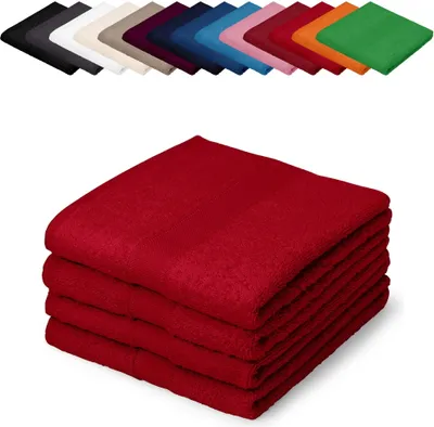 Produktbild von 4er PACK Gästetücher 30x50 cm Gästehandtücher Kinderhandtücher Babyhandtücher 100% Baumwolle, Farbe: Rot