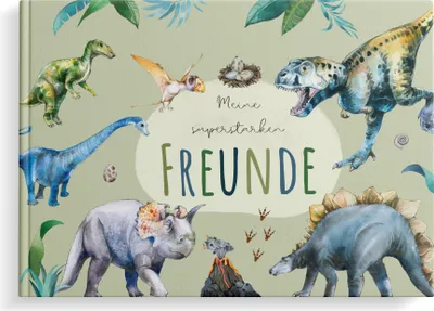 Produktbild von MeinBaby123® Freundebuch Dinos für Kinder | Freundschaftsalbum Jungs | Freundealbum Kindergarten und Schule | Geschenk zur Einschulung