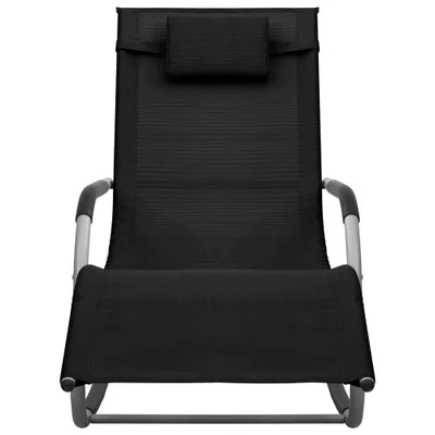 Immagine prodotto di Lettino Prendisole in Textilene Nero e Grigio
