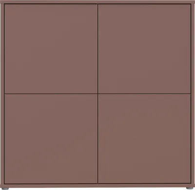 Produktbild von Forte ALICE SPRINGS Highboard 120 130, moderner Schrank mit 4 Schranktüren, Wohnzimmer, Schlafzimmer, Holzwerkstoff, Terrakotta, 124,5 cm breit x 121,5 cm hoch x 34,9 cm tief