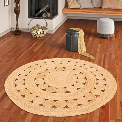 Produktbild von Naturfaser Teppich Handgefertigt Jute Salsa Natur Trend Rund, Größe:200 cm Rund