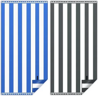 Produktbild von Famanu XXL Strandhandtuch Set 2er, 90 x 180 cm, schnelltrocknendes Mikrofaser, sandfreie Badetücher für Strand und Pool