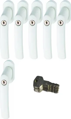 Produktbild von ABUS FG200 W SB abschließbarer Fenstergriff, weiß im Set 6 Stück