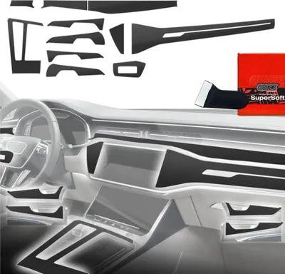 Produktbild von 11in1 Schutzfolien für Mittelkonsole & Armaturenbrett - Audi A6 C8 (2018-2024) Schwarz Matt Antifingerprint Grizz Protector