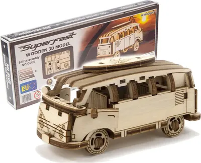 Produktbild von WOODEN CITY 3D puzzle Superschneller Kleinbus Retro