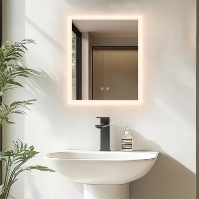 Produktbild von LED Badspiegel mit Beleuchtung - Rechteckiger wandmontierter Schminkspiegel - Beschlagfrei - 3 Farbtemperaturen 3000–6000K - IP44 - Vertikal/horizontal montierbar - 40x50 cm