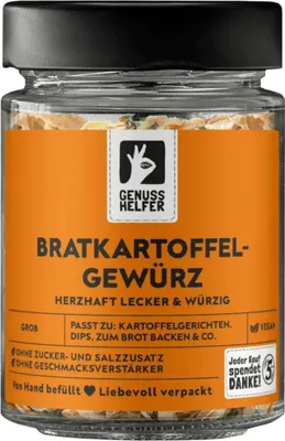 Produktbild von Bratkartoffelgewürz, grob, für schnelle würzige Bratkartoffeln, 45g im Glas