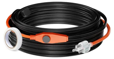 Image de Câble chauffant pour tuyaux VEVOR, 25 m, 23 W/m, ruban chauffant pour tuyaux avec thermostat intégré, le câble chauffant pour tuyaux d'eau protège les tuyaux en PVC, en métal et en plastique contre le gel