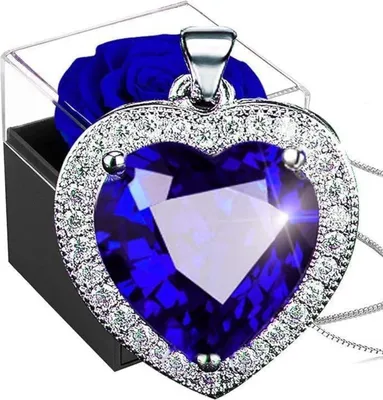 Obrázek produktu pro Věčná růže s řetízkem Stříbro 925 Blue Infinity Rose Box Náhrdelník s kamenem narození