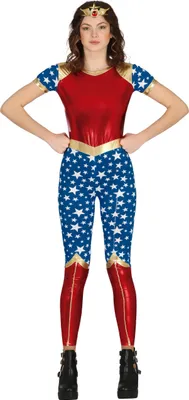 Immagine prodotto di Supereroe Power Jumpsuit Star Pattern Carnival Classic Adventure Figure Red Blue Gold, Taglia: 14 - 16 anni Colore: Rosso