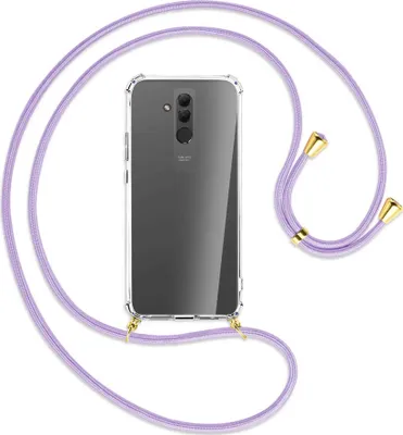 Produktbild von Handykette Backcover-Schutzhülle mit Band (Metall goldfarben) für Huawei Mate 20 lite - violett