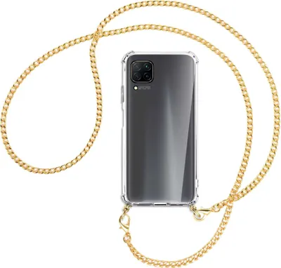 Produktbild von Handykette Backcover-Schutzhülle mit Band (Metall goldfarben) für Huawei P40 lite - goldfarbene Kette