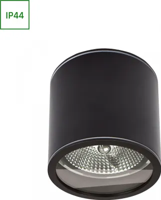 Produktbild von Spectrum LED Aufbauleuchte Chloe AR111 Schwarz Badezimmerleuchte IP44 max.35W GU10 rund