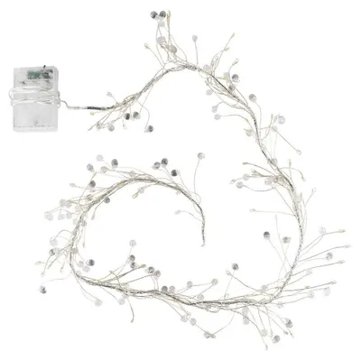 LED-Lichtschnur mit Kristalltropfen, 80 warmweiße LEDs, Timer, 200 cm