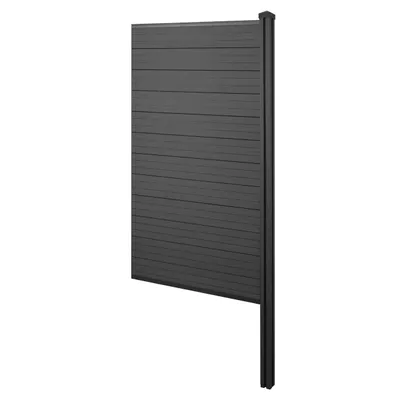 Immagine prodotto di Schermo privacy in WPC Sarthe, recinzione frangivento, paletto in WPC da inserire nel calcestruzzo ~ Elemento di prolunga stretto, 98 cm antracite
