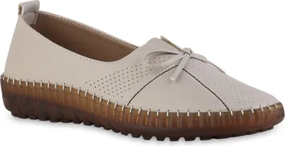 Produktbild von VAN HILL Damen Slip Ons Slippers Bequeme Schleifen Profil-Sohle Schuhe 841628, Farbe: Khaki, Größe: 40